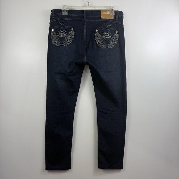 Vintage Y2K Apple Bottom Jeans 9/10 Tapered Leg Dark Wash Embroidered Nelly - Picture 11 of 12